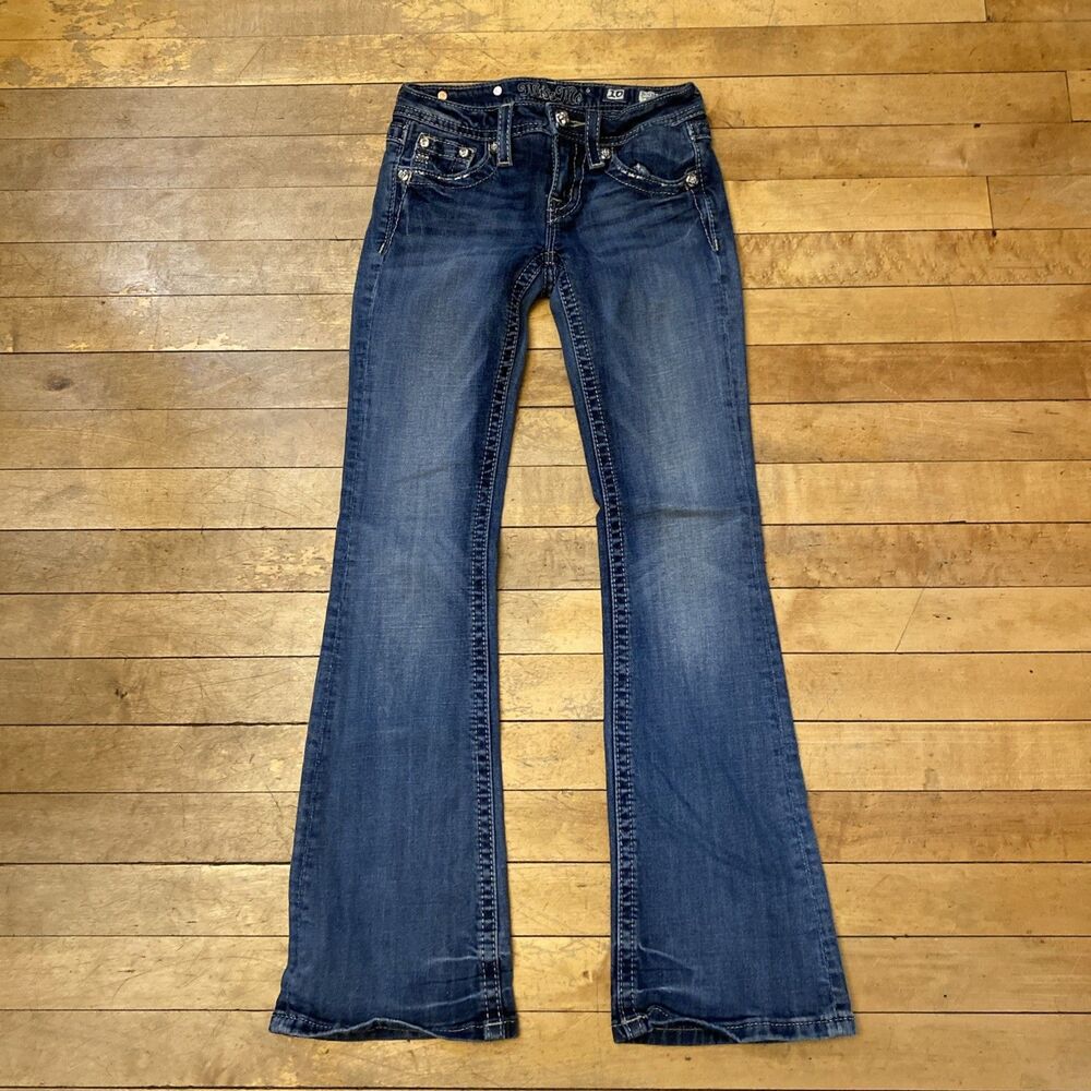 Miss Me Jeans Girls Size 10 Bootcut Medium Wash Embellished